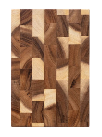 Suar Wood End Grain Cutting Board w/Handles