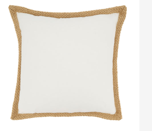 Jute Braided White Down Filled Pillow