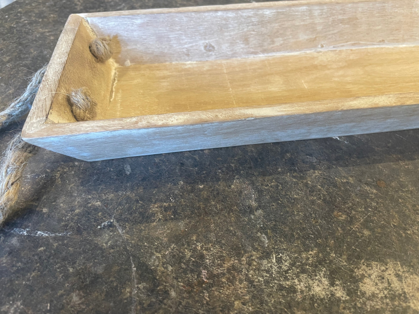 Mango Wood Tray w/Rope Handles