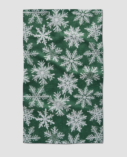 Snowy Days Green Tea Towel