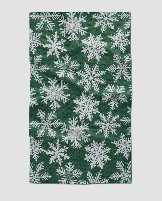 Snowy Days Green Tea Towel