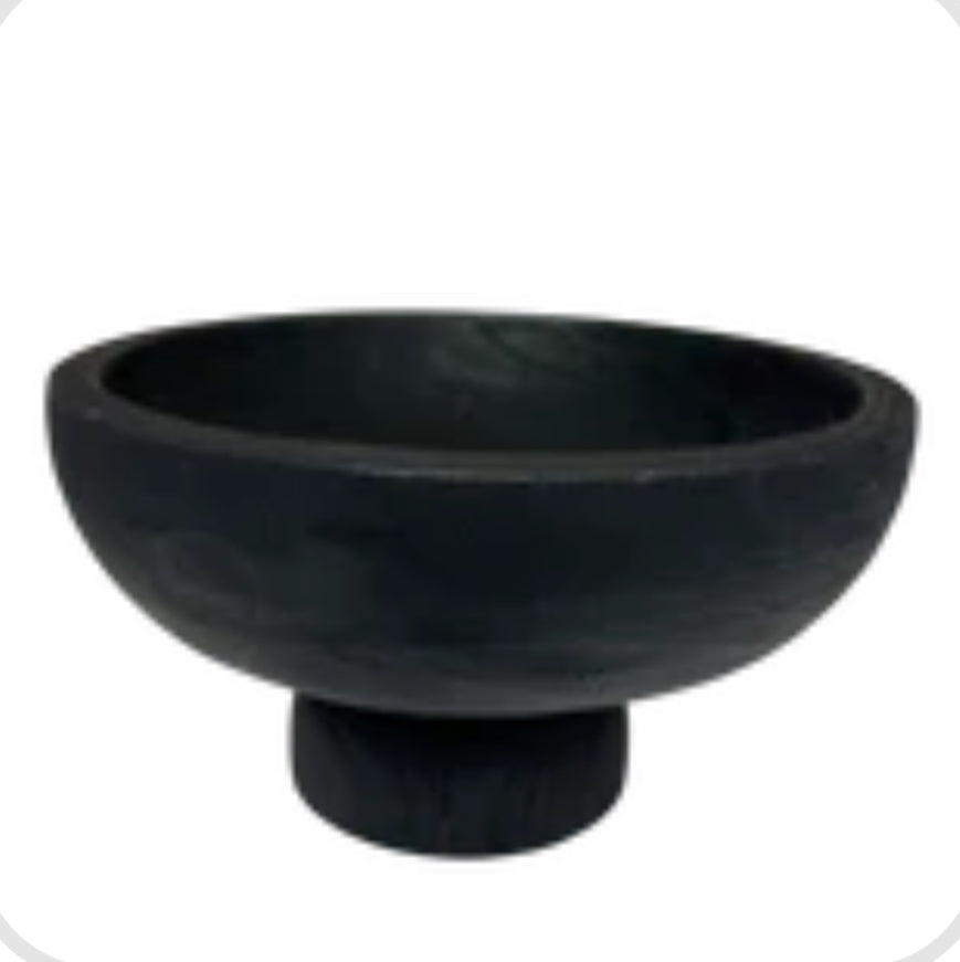Black Wood Pedestal Bowl