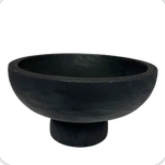 Black Wood Pedestal Bowl