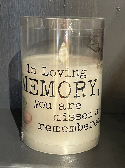 “In loving Memory” Flicker Wick Flameless Candle