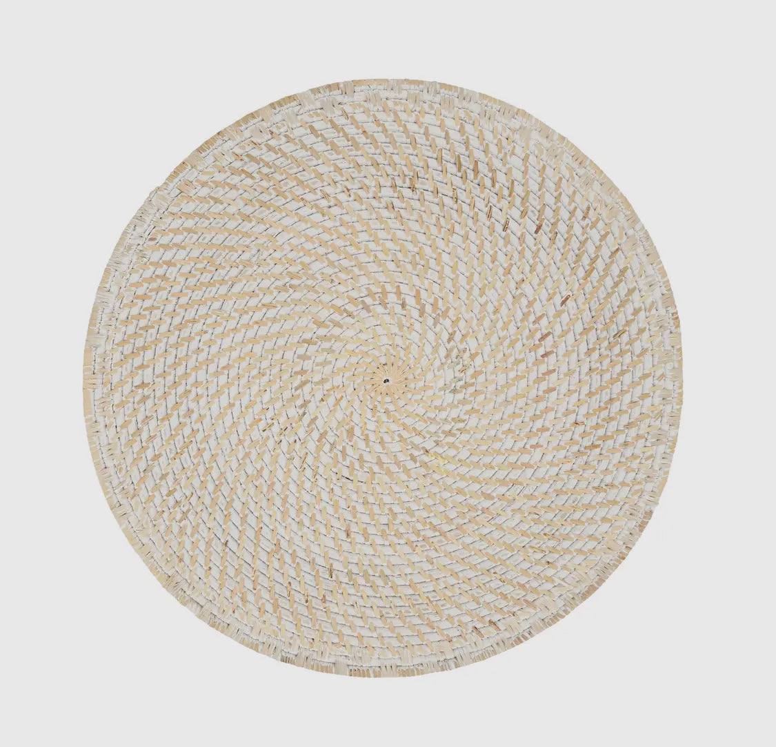 Whitewash Rattan Charger