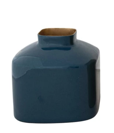 Blue Enameled Metal Vase