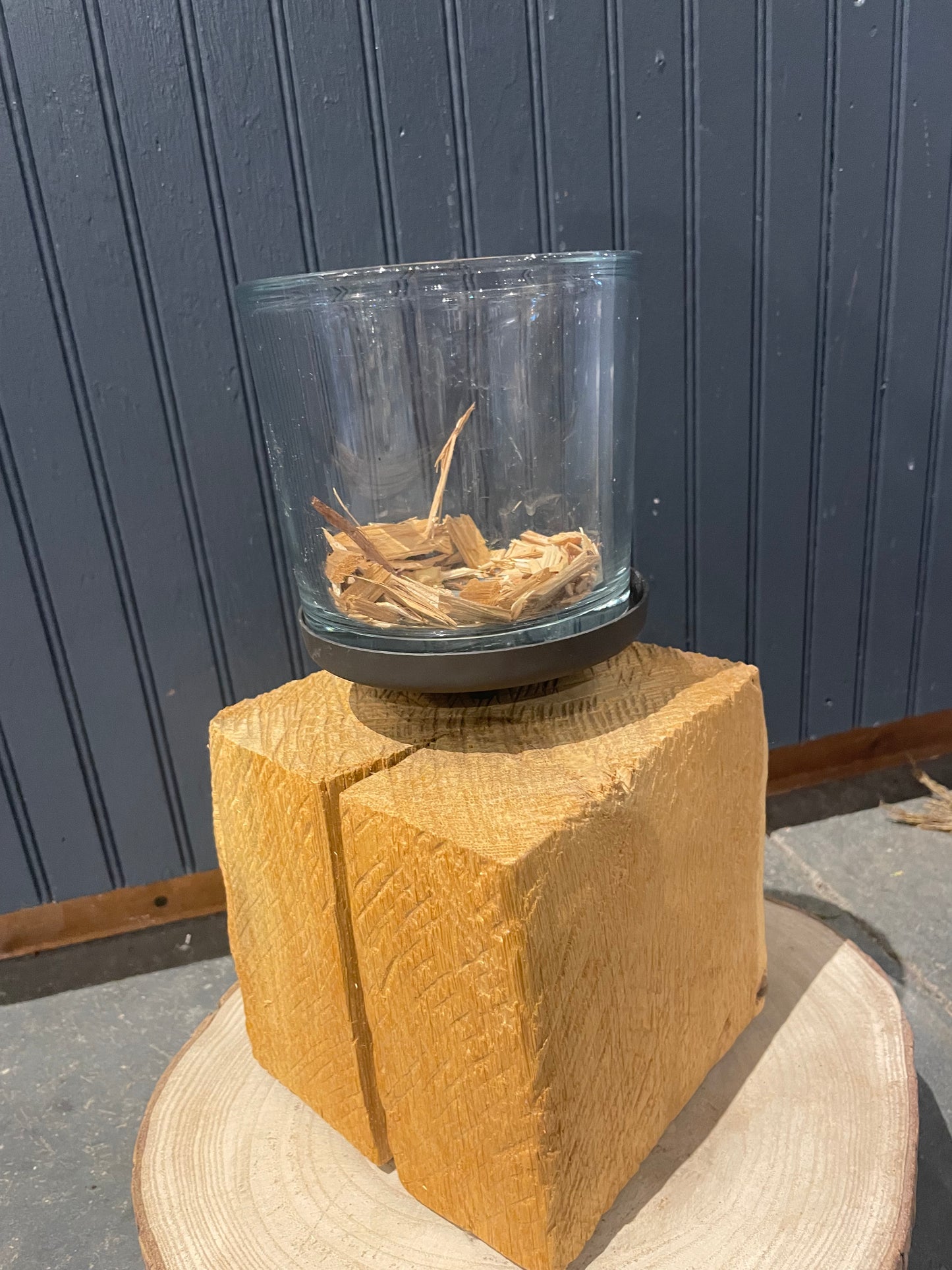 Small Candleholder w/ Block of & Glass Hurricane