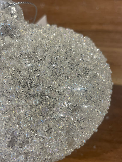 White Sparkle Glass Ornament-3Asst.