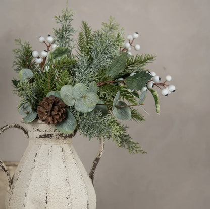 17” Whitewashed Hemlock Pick w/White Berries