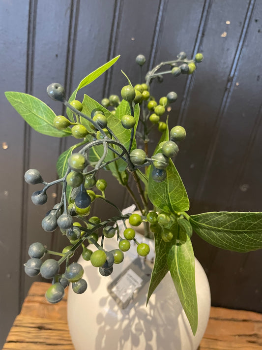 Blue Seeded Berry & Foliage Pick, 16”