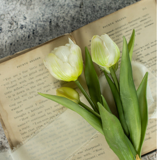 9.5” Green & White Tulip Bush