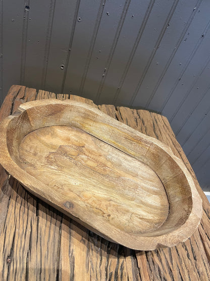 12.75” Wooden Oblong Dough Bowl