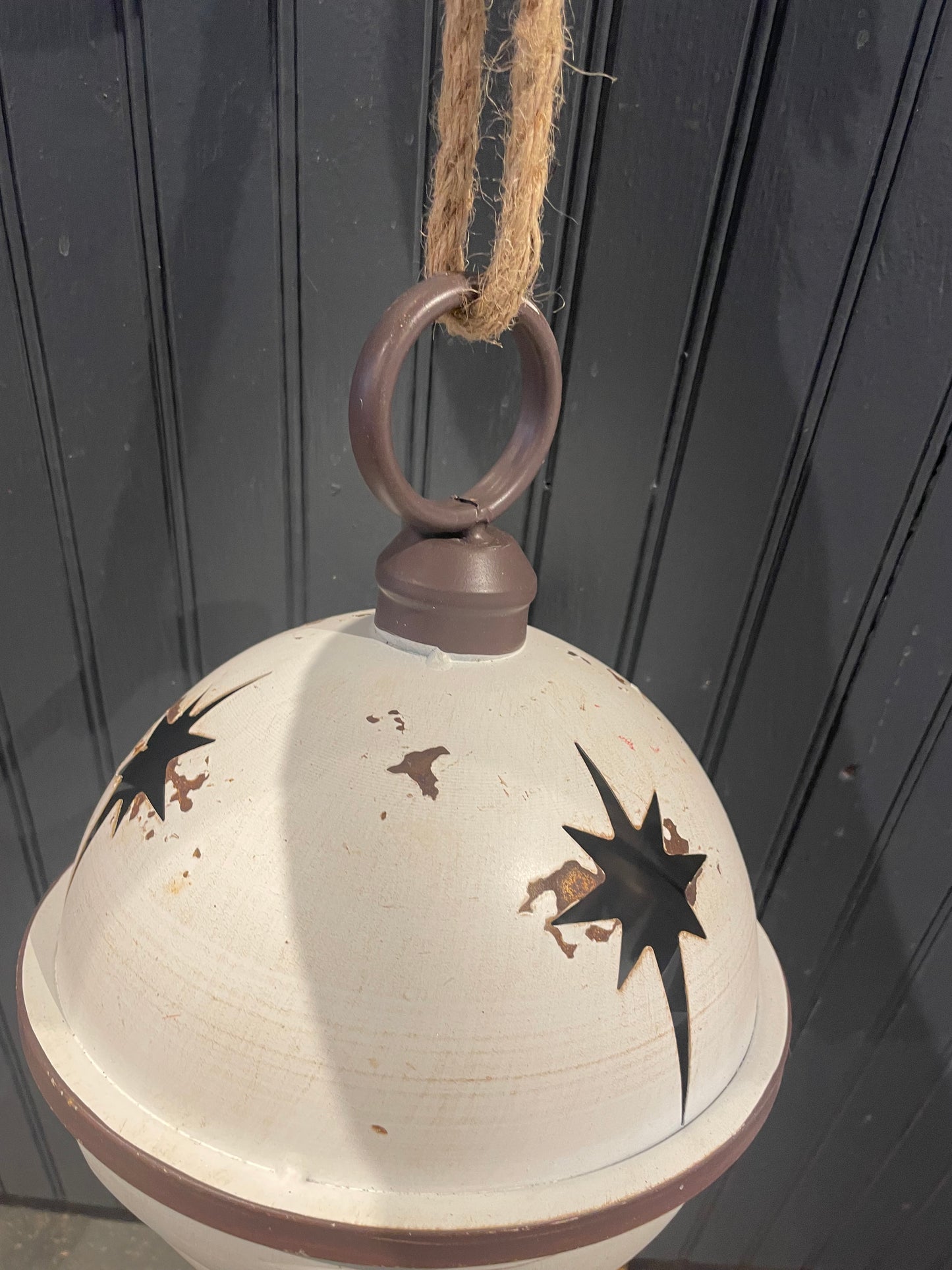 9” Metal White Hanging Bell