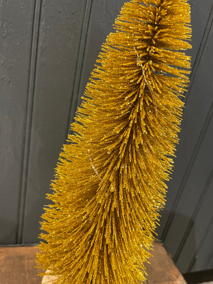 Gold Bottle Brush Tree w/LED Lights