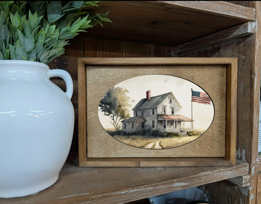 Box Framed Canvas Art Farmhouse Flag