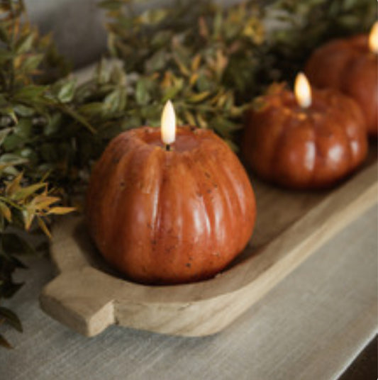 4” Orange 3D Flame Tall Pumpkin Candle