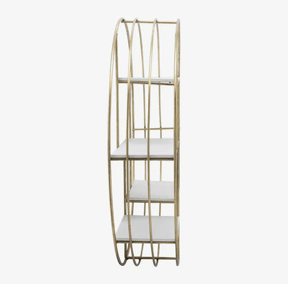 32” Gold Metal/Wood Geometric Hanging Wall Shelf