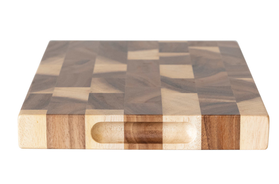 Suar Wood End Grain Cutting Board w/Handles