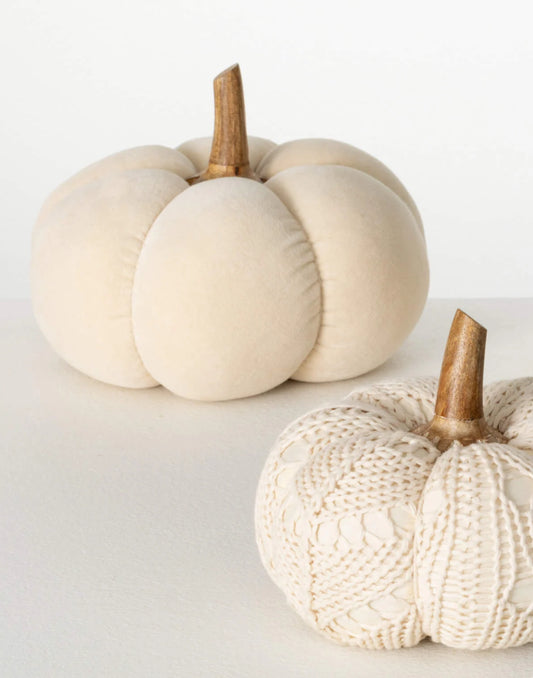 7.75” Boho Cream Plush Pumpkin