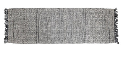 Cotton blend Dhurrie Floor Runner w/Pattern & Frindge