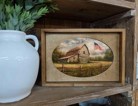 Box Framed Canvas Art Patriotic Homestead