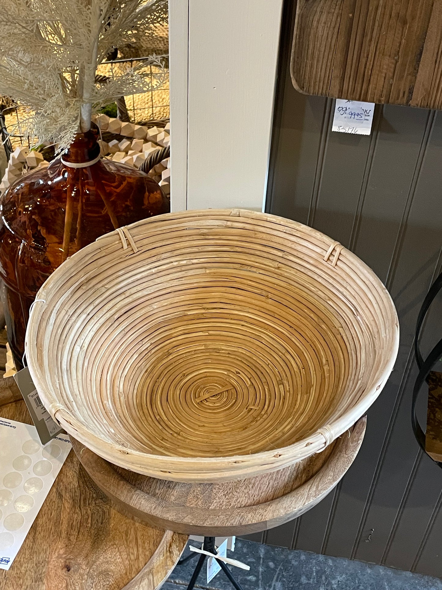 Natural Hand-Woven Cane Bowl