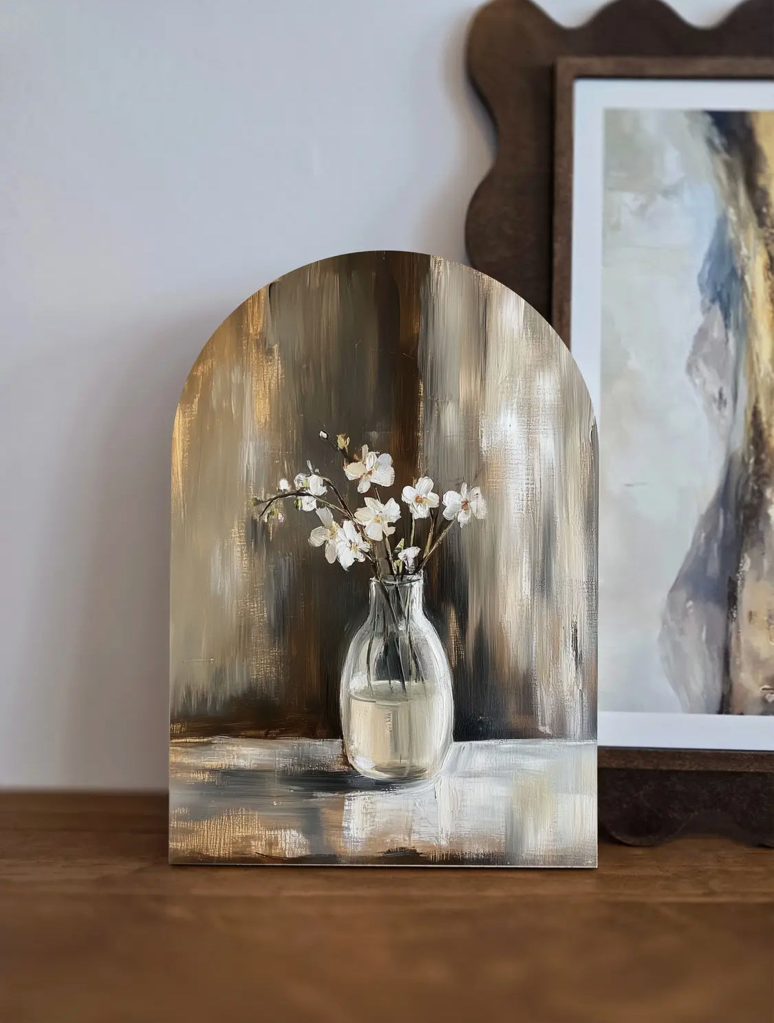 6”x4” Moody Floral Wood Arch Print