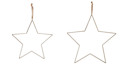Antique Brass Metal Star w/Fabric Ribbon