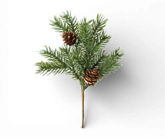 9” Cypress Pine w/Pinecones Pick