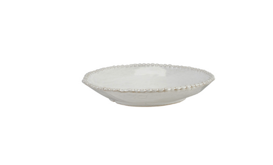 8” Round Stoneware Low Bowl w/Hobnail Rim