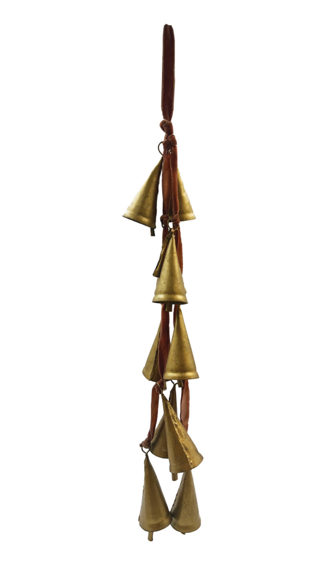 16”H Velvet Ribbon Door Hanger w/10 Cone Shaped Bells