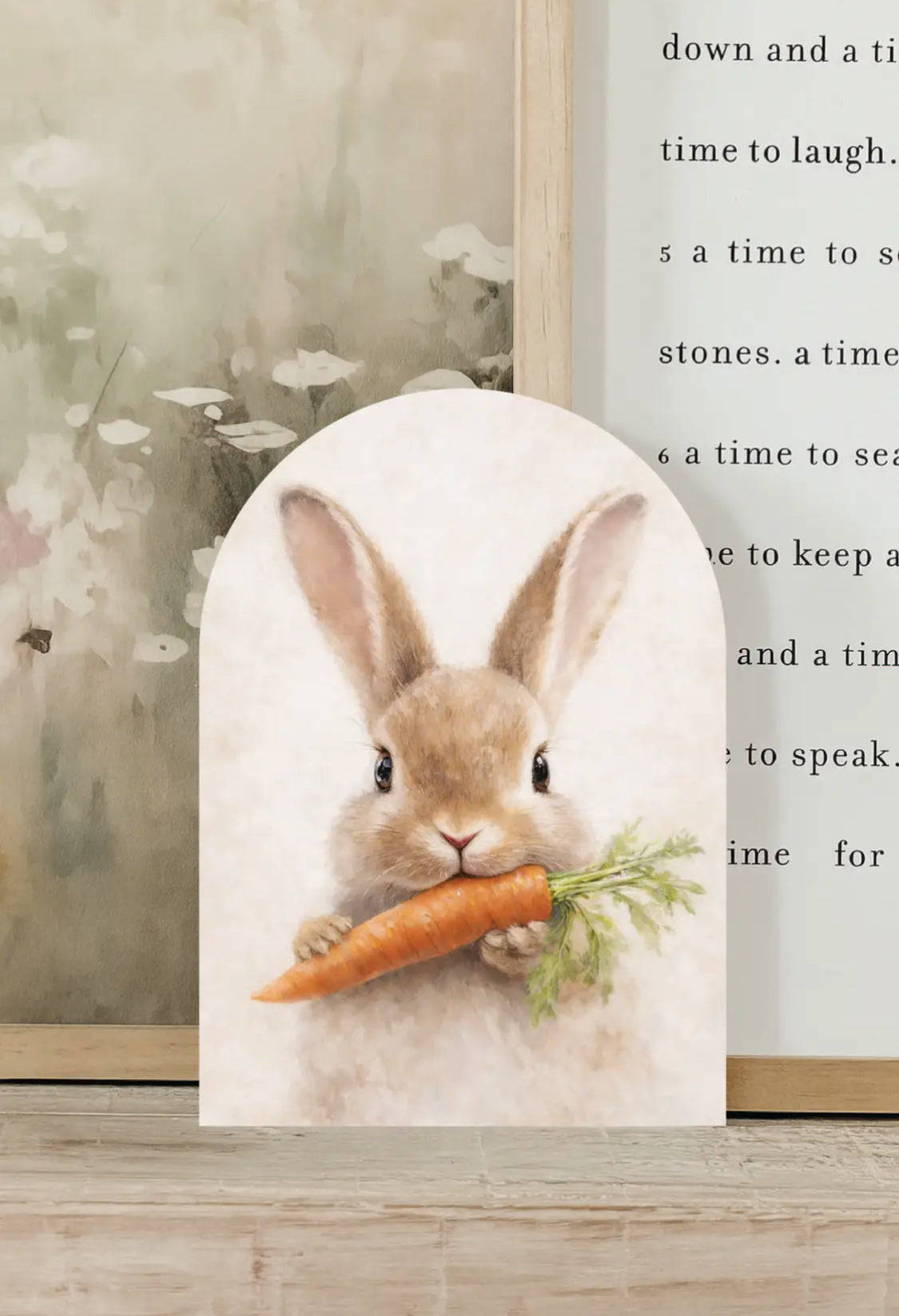 7”x10” Bunny Eating A Carrot Wood Arch