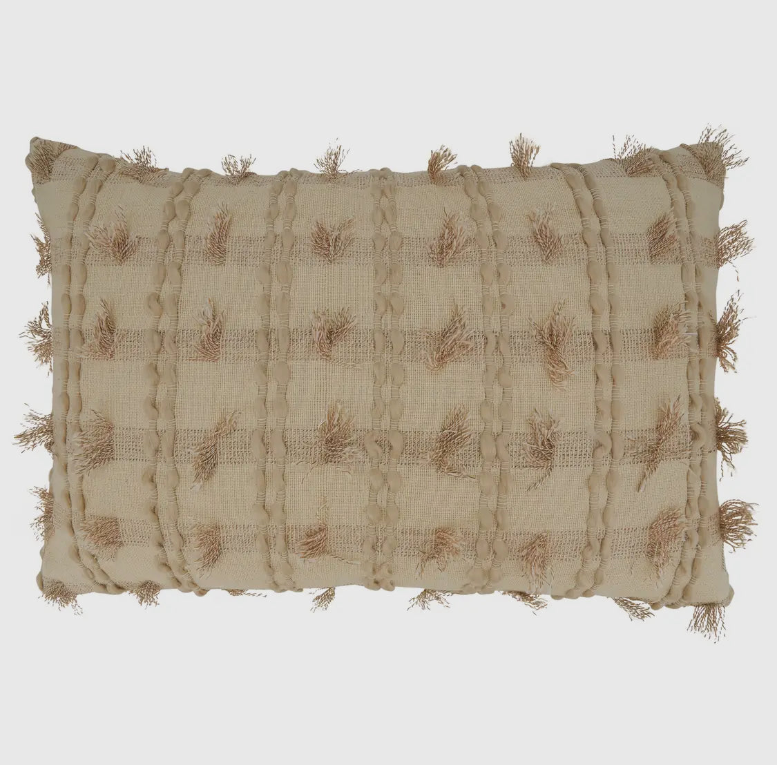 Throw Pillow W/ Fringe Striped Design