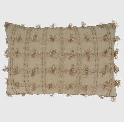 Throw Pillow W/ Fringe Striped Design