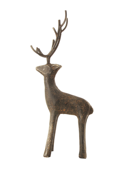 11-3/4”H Cast Iron Standing Deer