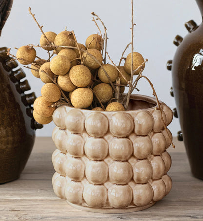 Stoneware Planter w/Raised Dots