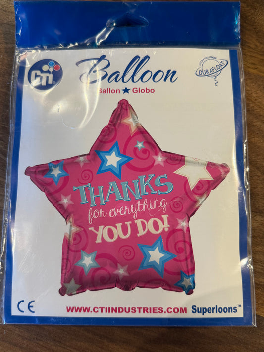 18” Star Thanks For All You Do Mylar Balloon