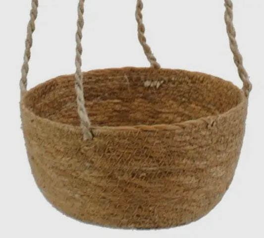 Hanging Hogla Round Woven Grass Basket