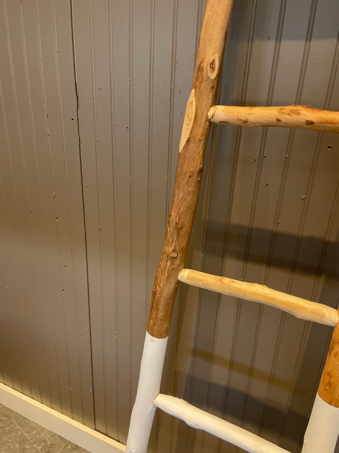 White Dipped Wood Decorative Ladder