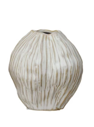Stoneware Pleated Organic Shaped Vase-3
