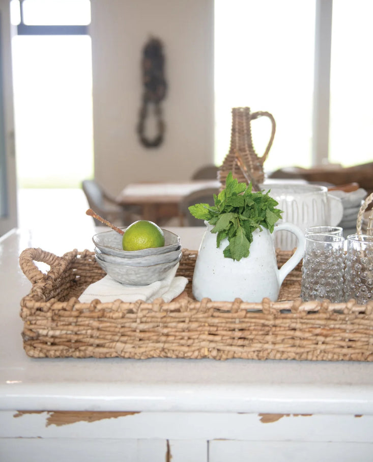 Decorative Hand-Woven Seagrass Tray w/Handles