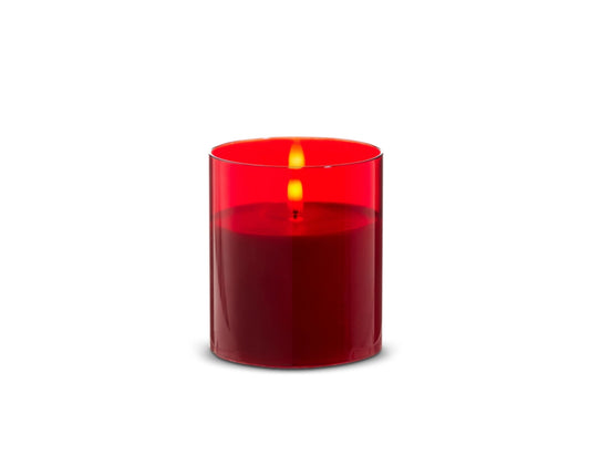 3.5”x4” Red glass Red Pillar Candle