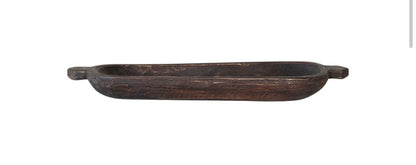 Black Found Decorative Wood Trug w/Handles