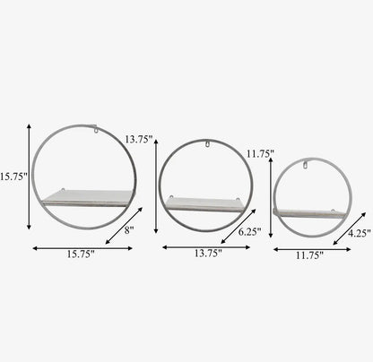 12” Silver Metal/White Wood Wall Shelf