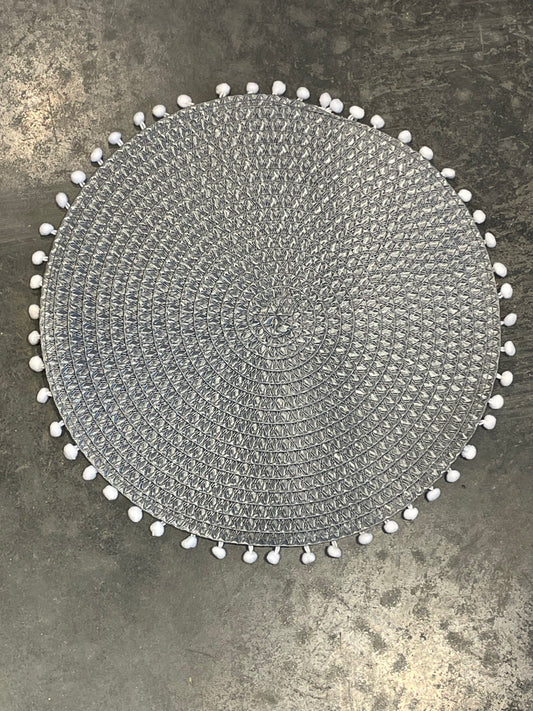 Grey Pompom Placemat