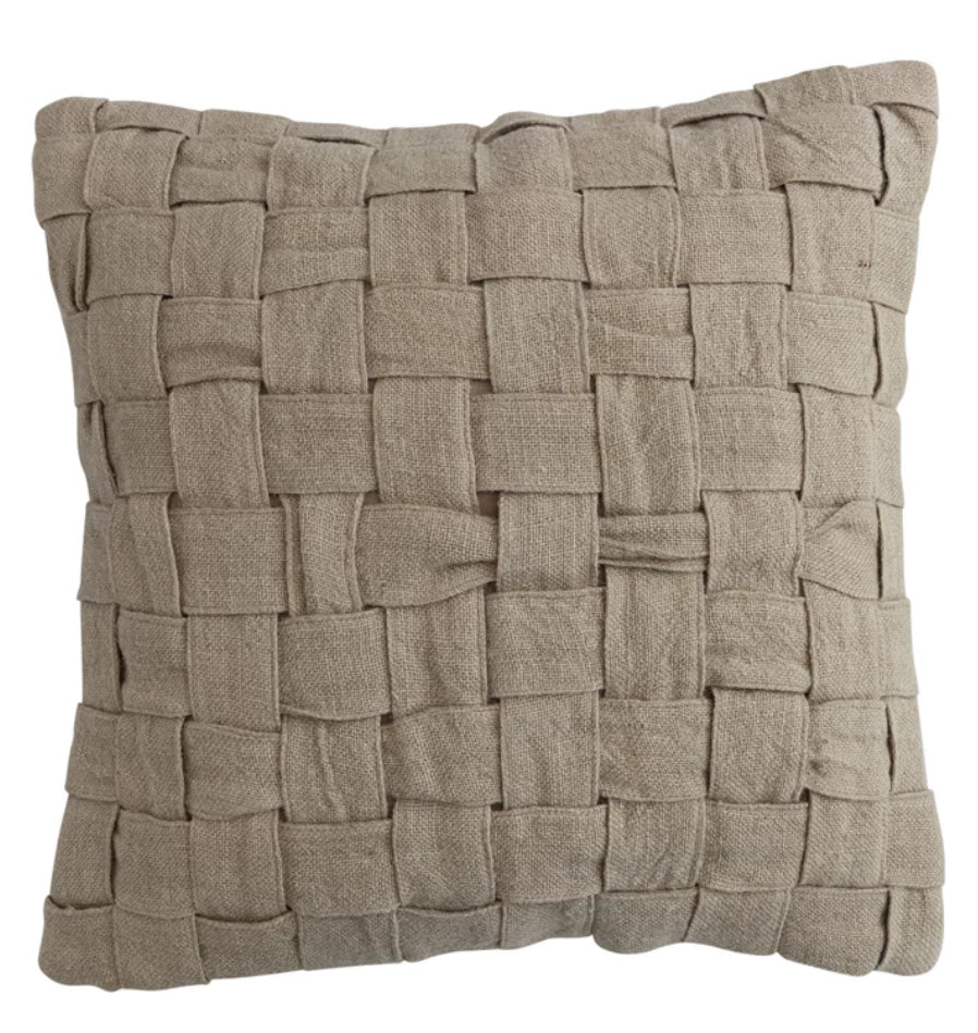 Woven Jute & Cotton Basket Weave Pillow