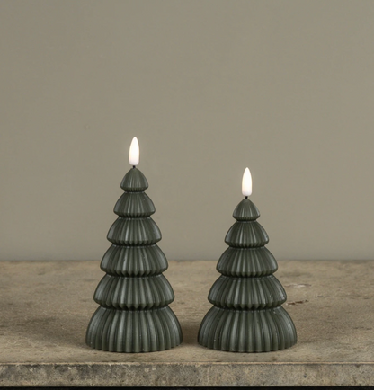 6” Noble Dark Green Tree 3D Flame Candle