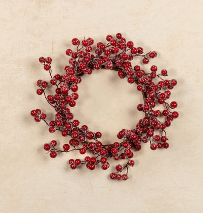 12” Iced Red Berry Candle Ring