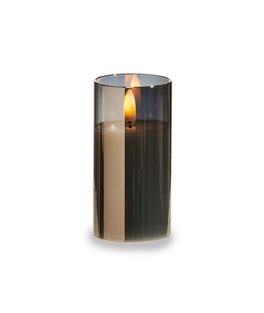 2”x4” Smoke Glass Ivory Pillar Candle