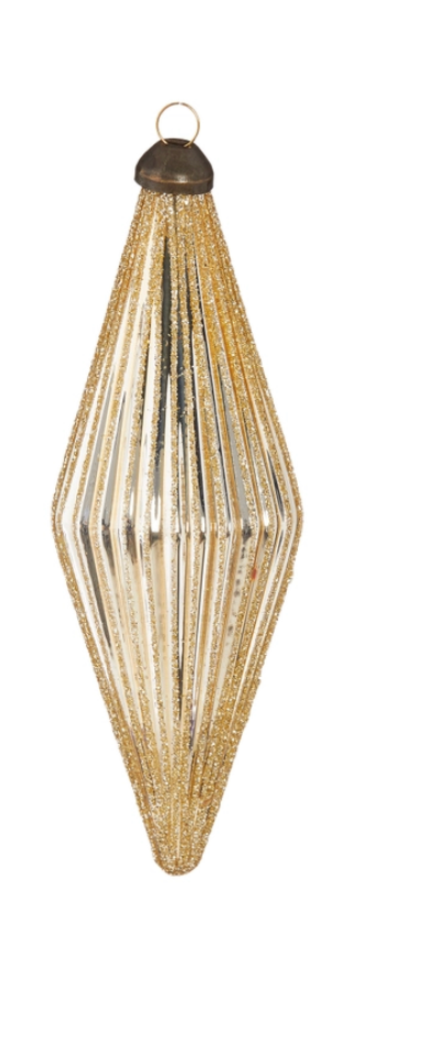 5.5” Glittered Diamond Ribbed Ornament